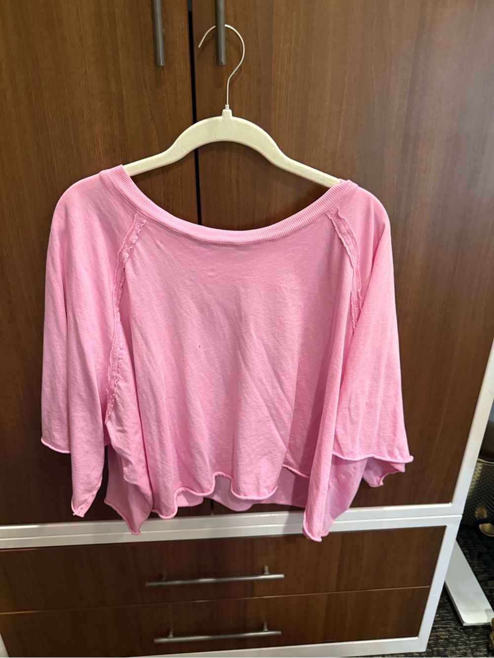 Free People Pink Draped Boatneck Pullover